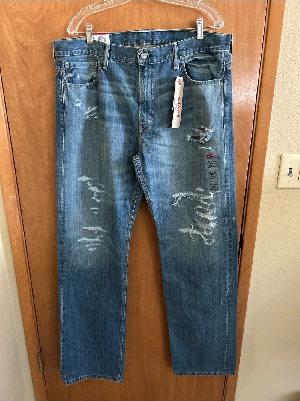 Levis 569 Jeans Men's 36x36 Blue Loose Straight Distressed Denim Pants
